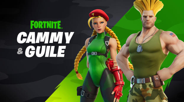 Guile and Cammy Street Fighter Fortnite Wallpaper 7840x5400 Resolution