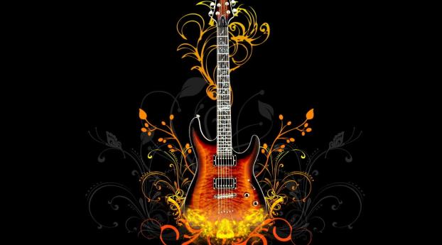 guitar, fire, light Wallpaper 1024x768 Resolution