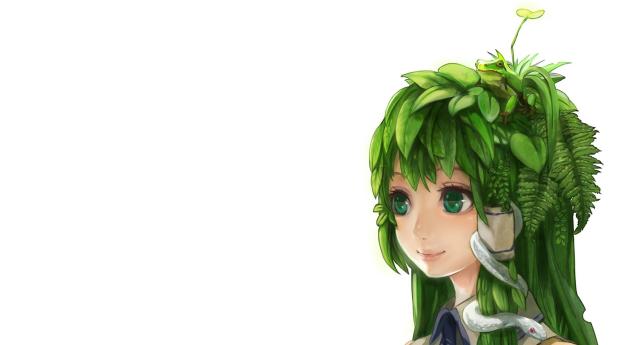 hair, green, leaves Wallpaper 2560x1080 Resolution