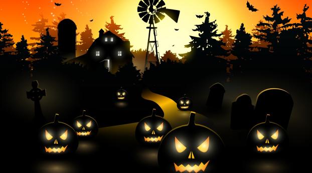 Halloween Haunted House Wallpaper 720x1500 Resolution