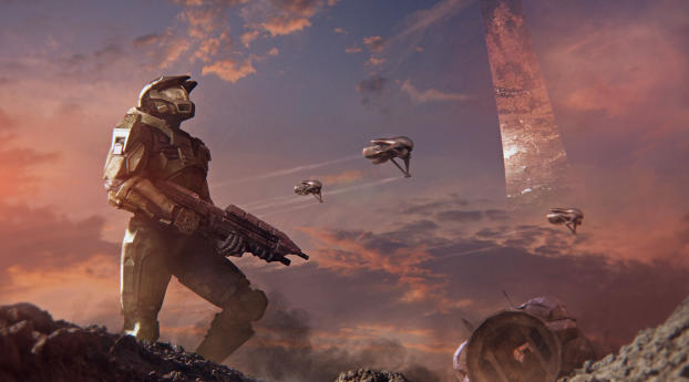 Halo Alpha Battle Wallpaper 1336x768 Resolution