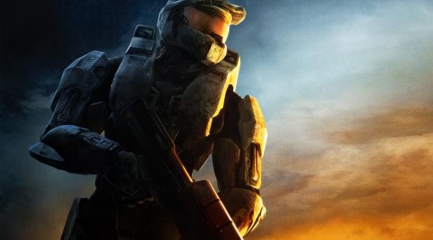 halo, soldier, sunset Wallpaper