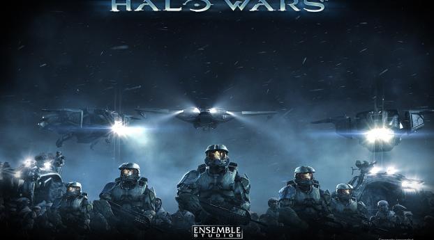 halo wars, soldiers, airships Wallpaper 320x568 Resolution