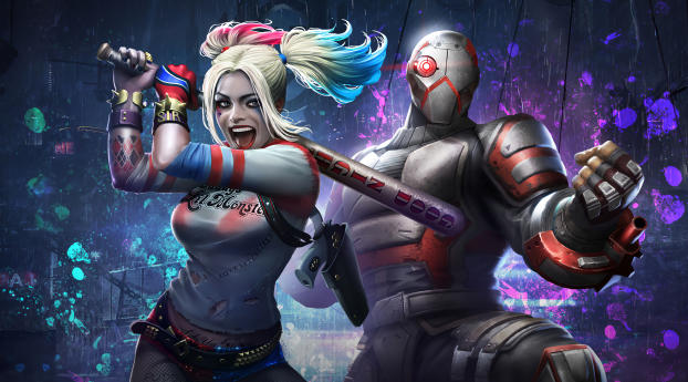 Harley Quinn & Deadshot Injustice 2 Mobile Wallpaper 1080x2280 Resolution