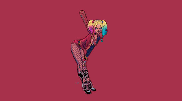 Harley Quinn Baseball Bat Art Wallpaper 1080x1920 Resolution