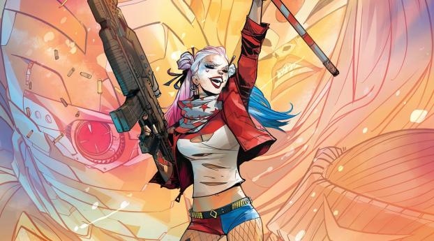 Harley Quinn Comic Art Wallpaper 319x720 Resolution