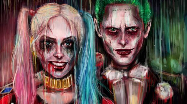  Harley Quinn Joker Painting Artwork Wallpaper 5120x2880 Resolution