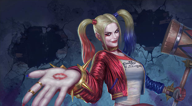 Harley Quinn with Hammer Wallpaper 1400x400 Resolution