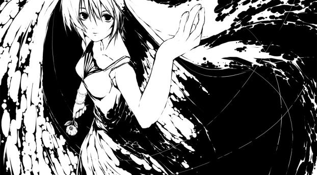 hatsune miku, black white, girl Wallpaper 2048x1152 Resolution