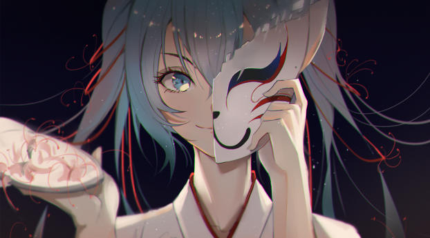 Hatsune Miku Half Mask Wallpaper 1080x2248 Resolution