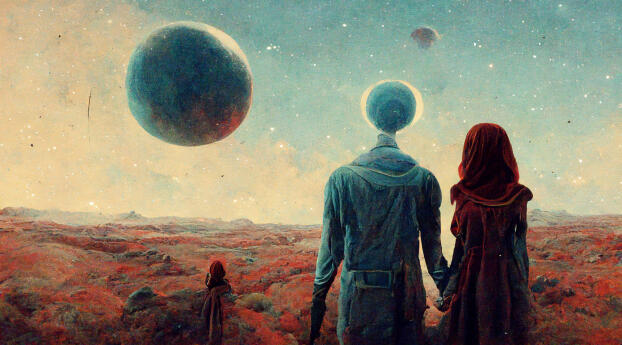 HD A Couple looking up into Space Wallpaper 1920x1080 Resolution