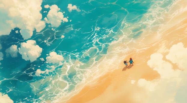 HD Together at Sandy Beach Wallpaper 1000x2000 Resolution