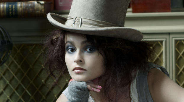 Helena Bonham Carter In Cap Images Wallpaper 2048x1152 Resolution