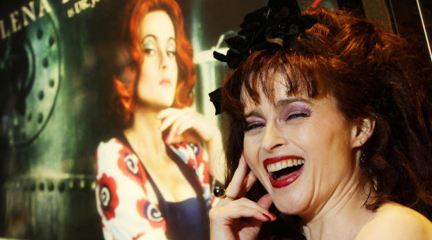 Helena Bonham Carter Laughing Images Wallpaper 2560x1024 Resolution