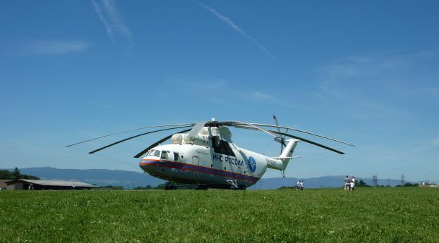 helicopter, mi-26, grass Wallpaper 2880x1800 Resolution