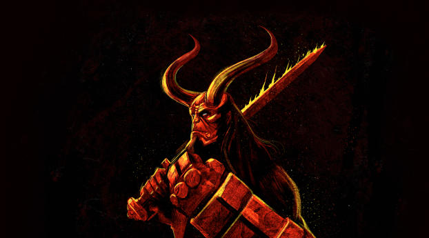 Hellboy Illustration Wallpaper 720 x1600 Resolution