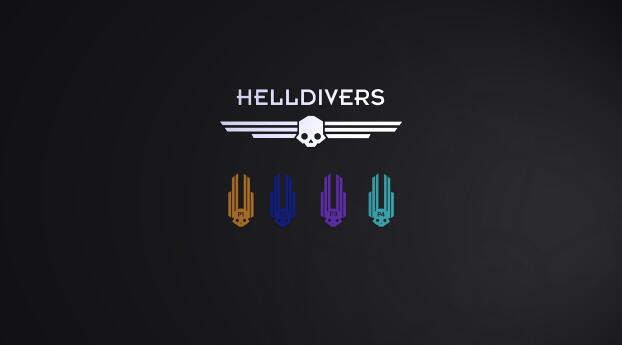 Helldivers Minimal Gaming Logo Wallpaper 1366x768 Resolution