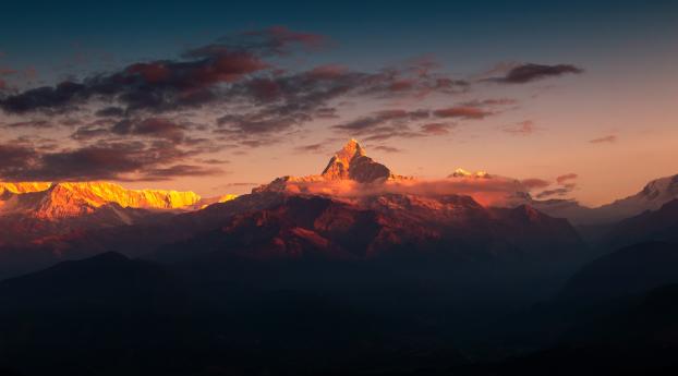 Himalayas Cloudy Mountains Top Wallpaper 1366x768 Resolution