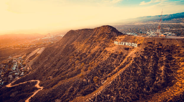 hollywood, mountains, los angeles Wallpaper 1600x900 Resolution