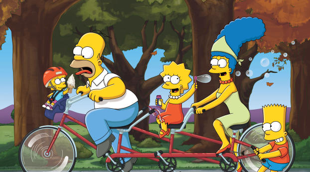 Homer Marge Bart Lisa The Simpsons Family Wallpaper 1500x3200 Resolution