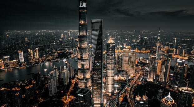 Hong Kong 4k Cityscape at Night Wallpaper 2048x1152 Resolution
