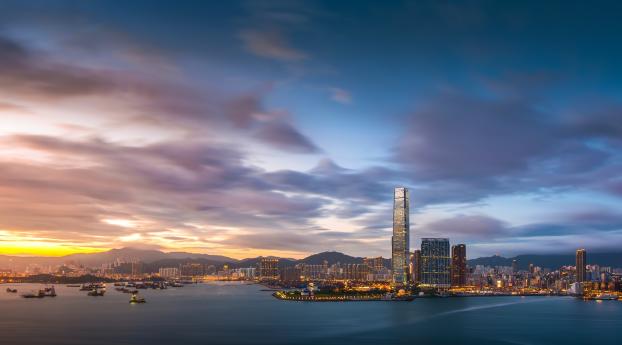 hong kong, evening, sunset Wallpaper 800x480 Resolution