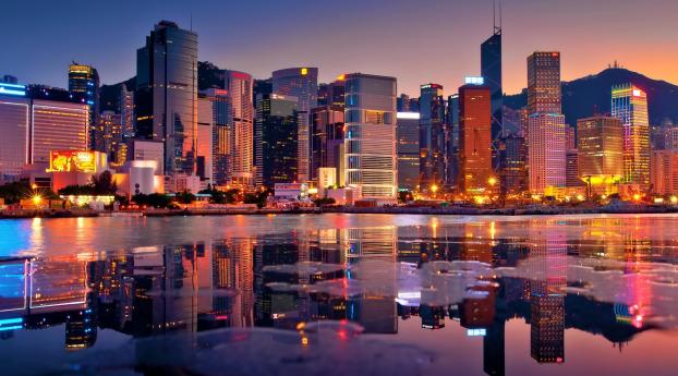 Hong Kong Skyscrapers Wallpaper 1080x2160 Resolution