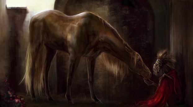 horse, stable, skeleton Wallpaper 640x1136 Resolution