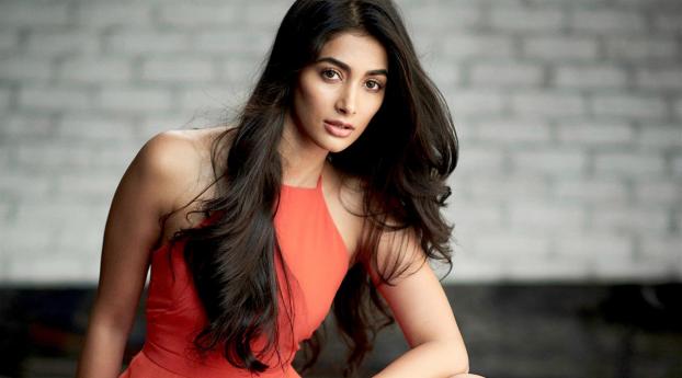 Hot Pooja Hegde In Red Wallpaper 2160x384 Resolution