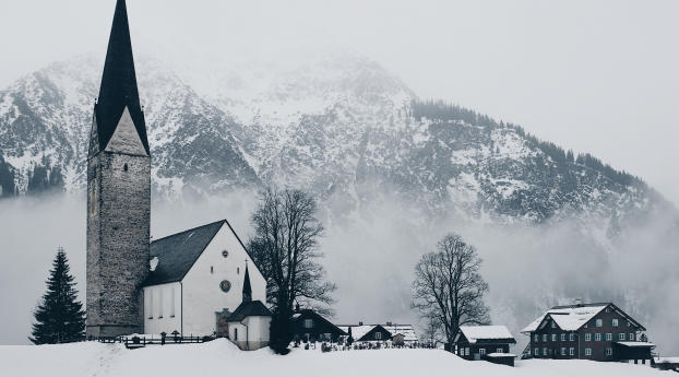Houses in Winter Wallpaper 1080x2460 Resolution