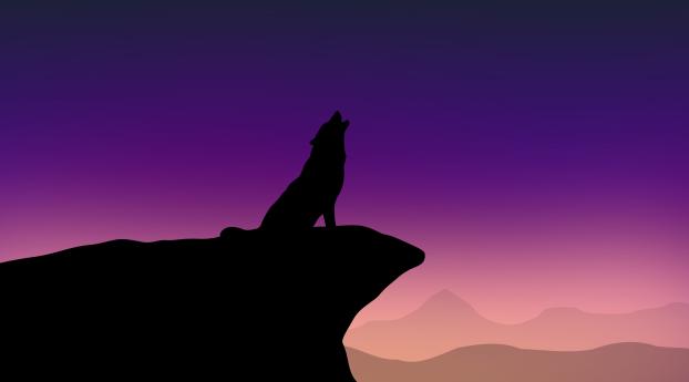 Howling Wolf Gradient Wallpaper 360x640 Resolution
