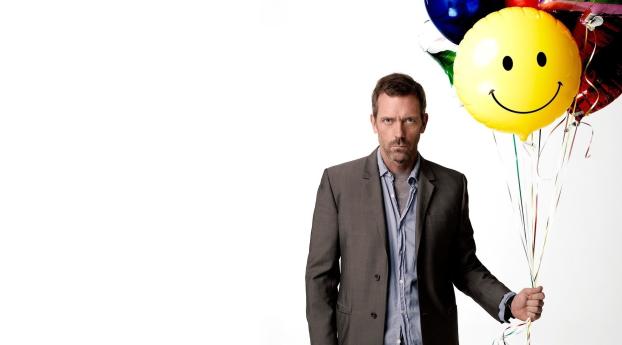 Hugh Laurie With Balloon Wallpaper 1280x1080 Resolution