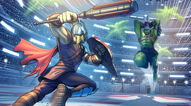 Hulk vs Thor Ragnarok Fight  Marvel Wallpaper 750x1334 Resolution