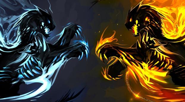 Ice and Fire Dragons Wallpaper 3000x1875 Resolution