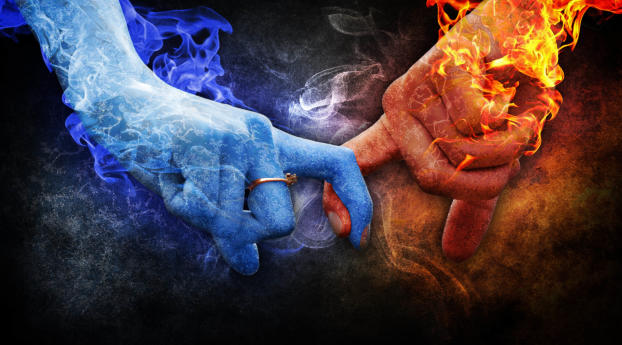 Ice and Fire Love Wallpaper 1080x2244 Resolution