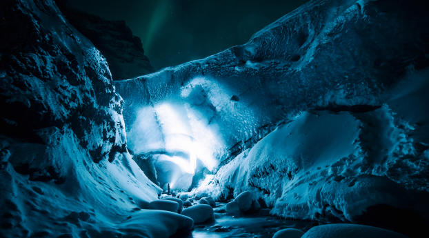 ice cave, night, ice Wallpaper 3840x2400 Resolution