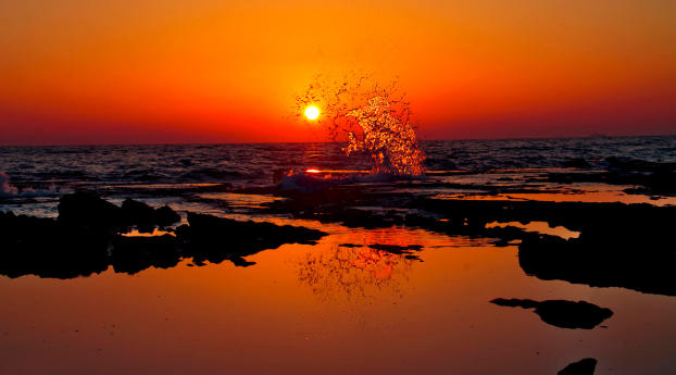 india, sunset, splash Wallpaper 320x480 Resolution
