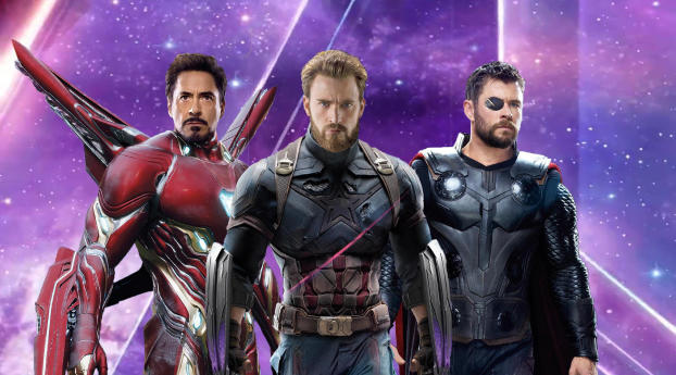 Iron Man Captain America Thor in Avengers Infinity War Wallpaper 1440x2560 Resolution