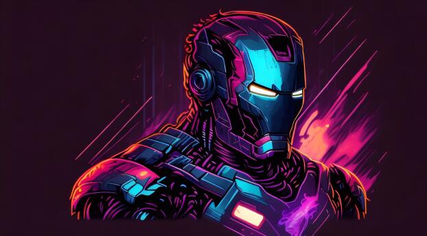 Iron Man HD Purple Minimal Wallpaper