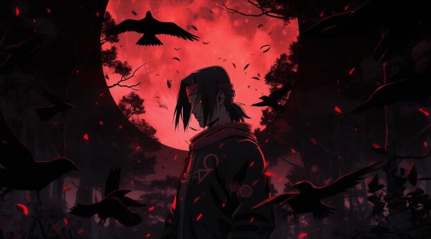Itachi Uchiha 4K Naruto Red Night Wallpaper