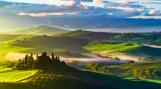 italy, tuscany, fields Wallpaper