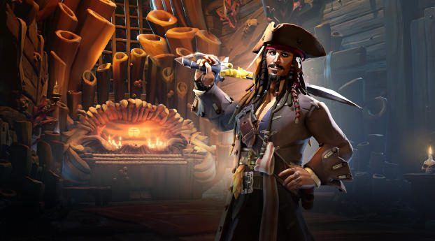 Jack Sparrow Sea of Thieves Wallpaper 1080x224 Resolution