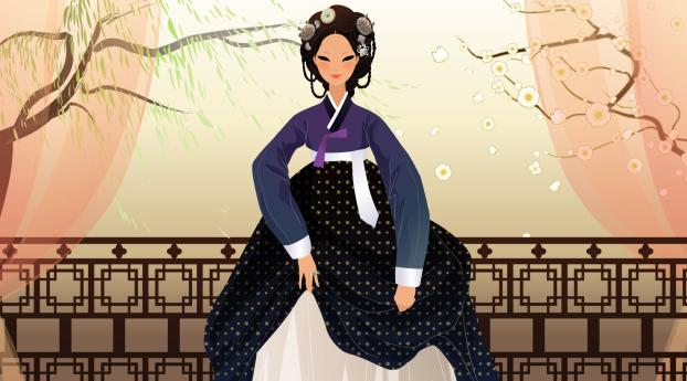 japanese, woman, dress Wallpaper