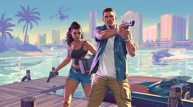 Jason and Lucia Grand Theft Auto VI 6 Gaming Wallpaper