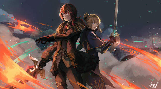 Jean and Diluc Genshin Impact Wallpaper 320x290 Resolution