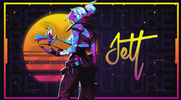 Jett Valorant Neon Art Wallpaper