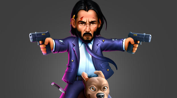 John Wick as Keanu Reeves and Dog Wallpaper 2160x384 Resolution
