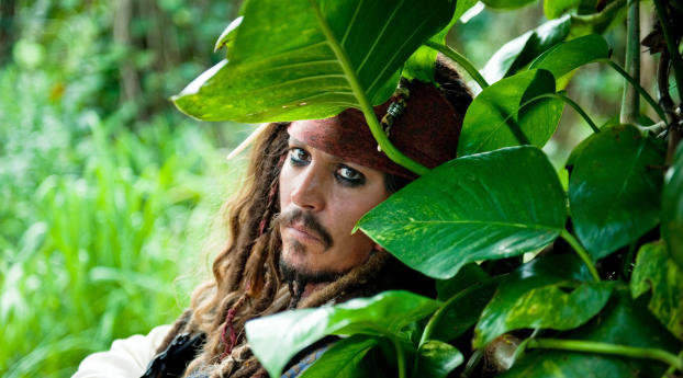 Johnny Depp in Pirate Look Wallpaper 1440x2992 Resolution