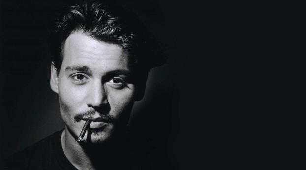 Johnny Depp With Cigar Wallpaper 1440x3160 Resolution