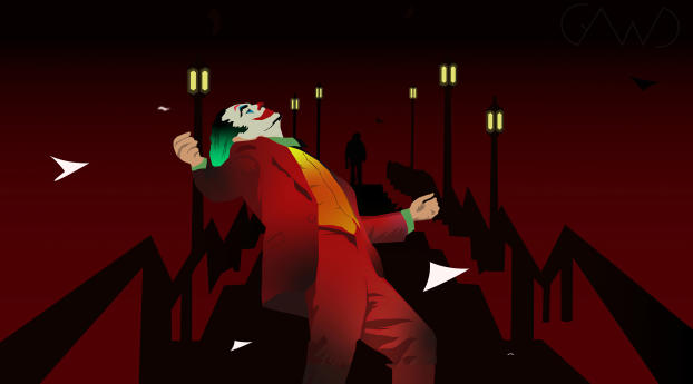 Joker Happy Dance Art Wallpaper 1080x2232 Resolution